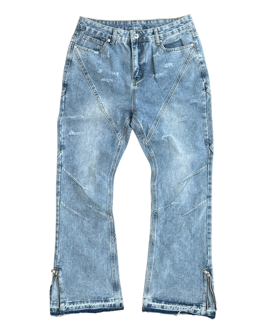 Santo Flared Zipper Jeans - Blue
